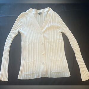Talbots Cream Chunky Rib Knit Cardigan Size Small